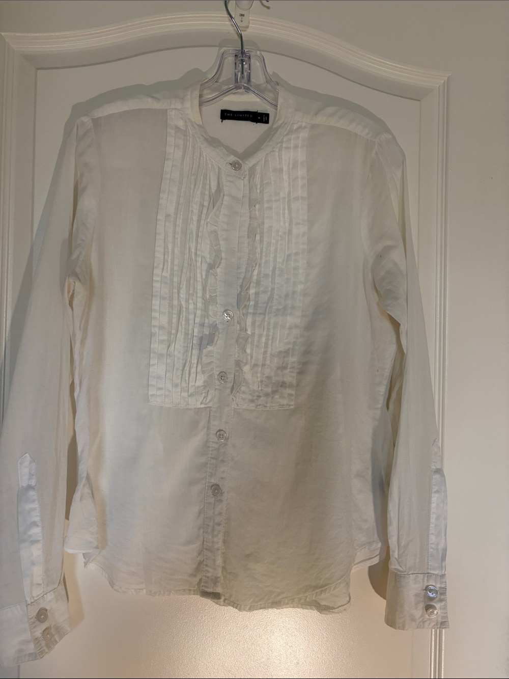 The Limited White Pintuck Front Dress Shirt . (24 in. Length)